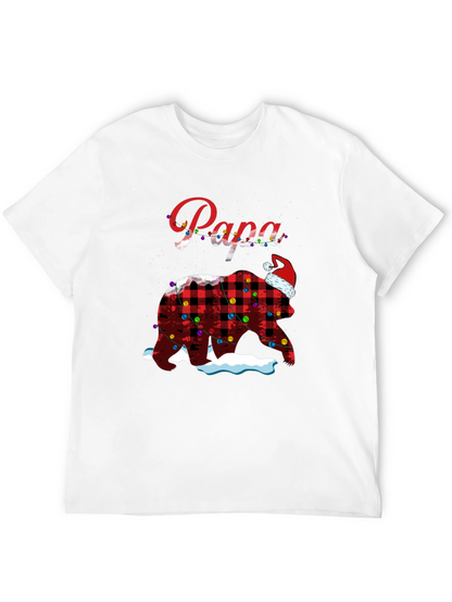 Camiseta Papa Oso Navideño a Cuadros con Luces