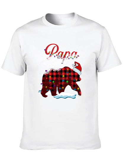 Camiseta Papa Oso Navideño a Cuadros con Luces