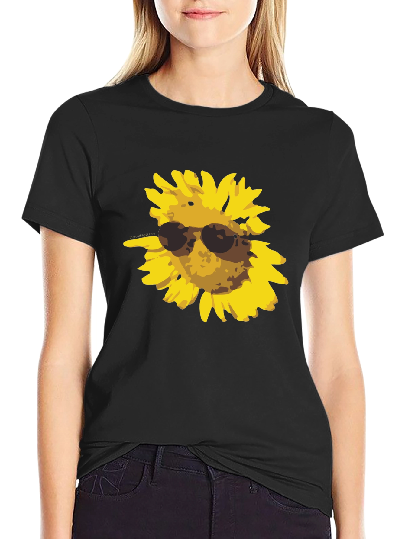 Camiseta Negra con Girasol Cool