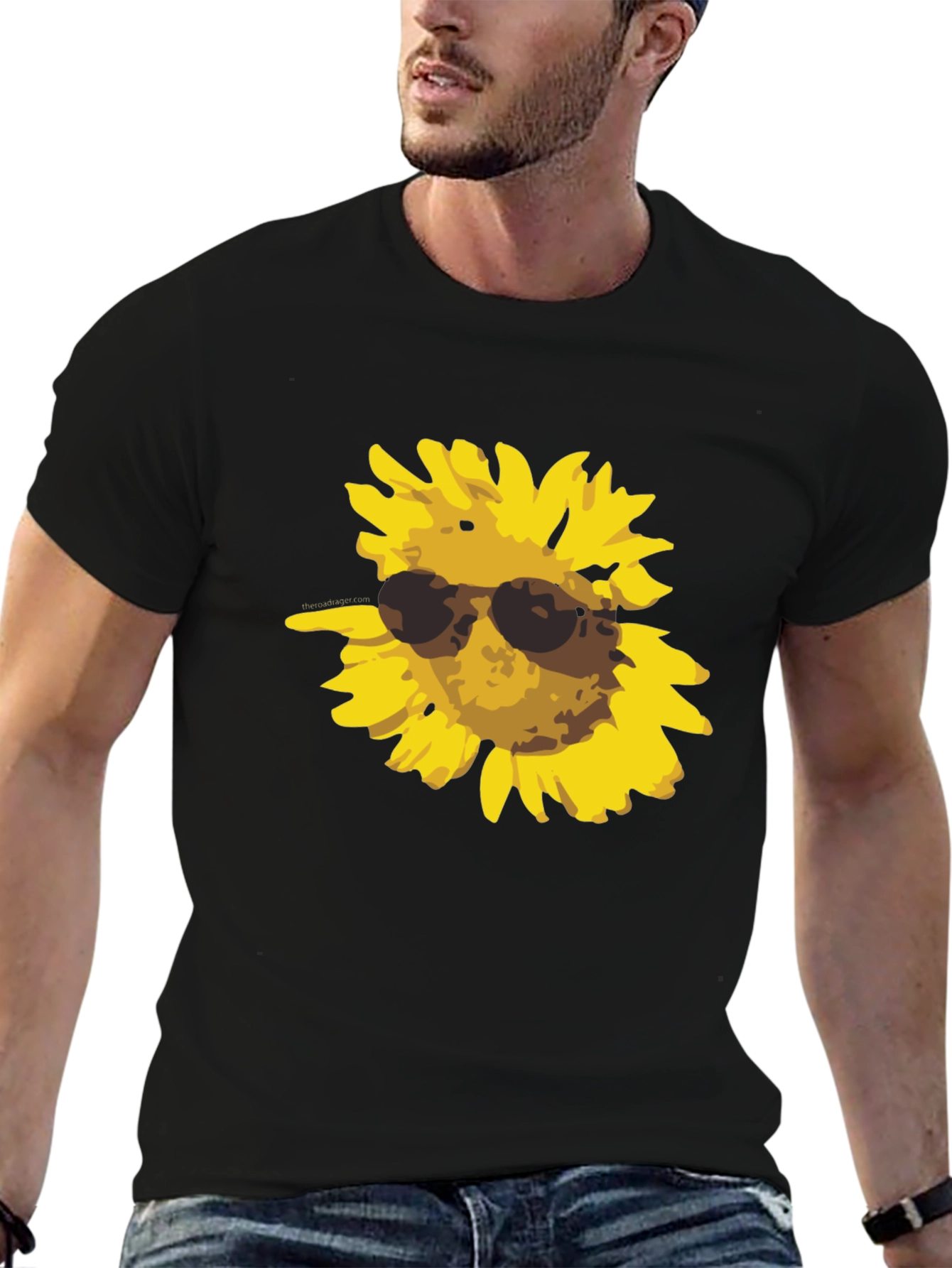 Camiseta Negra con Girasol Cool
