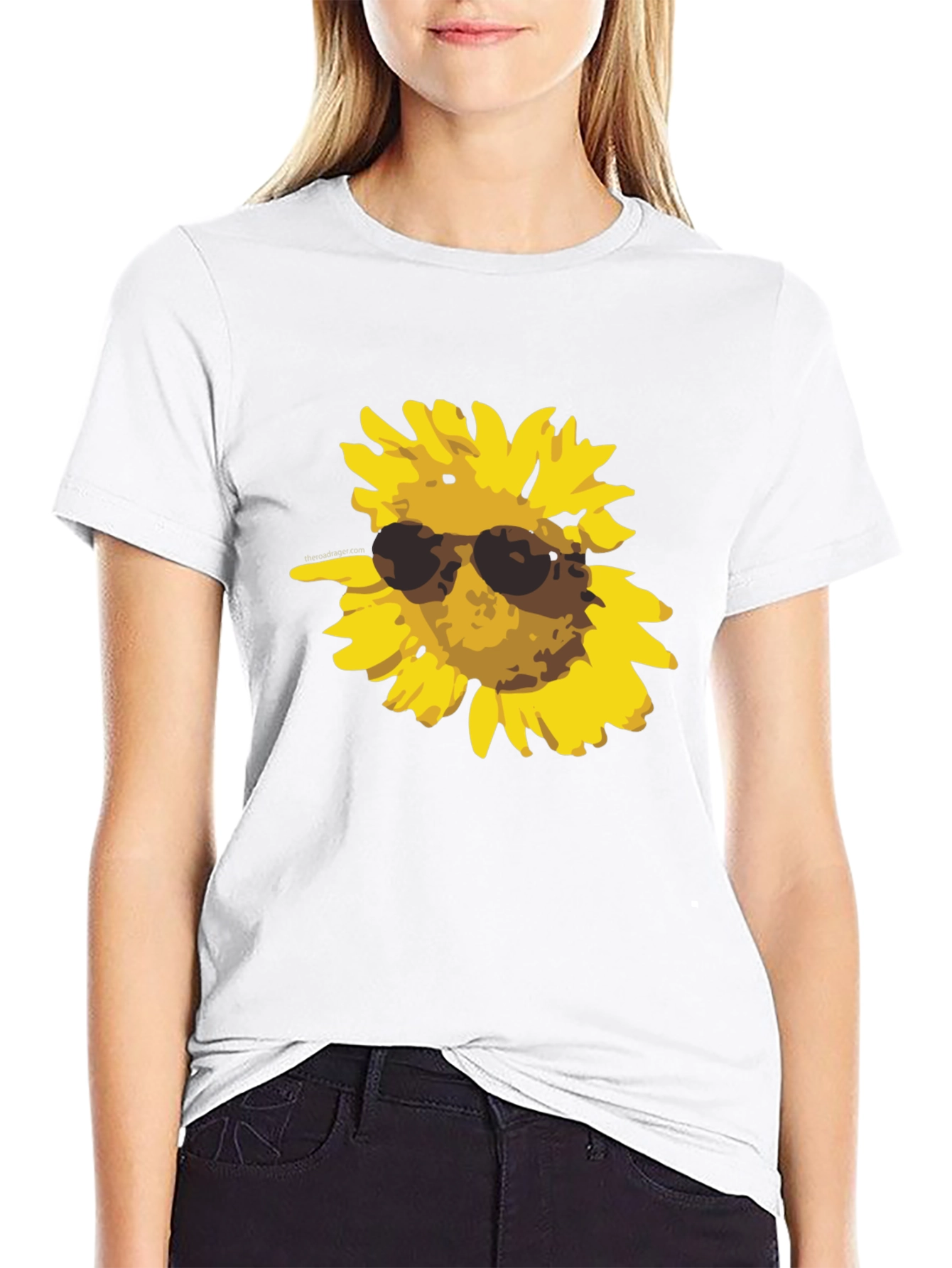 Camiseta Negra con Girasol Cool