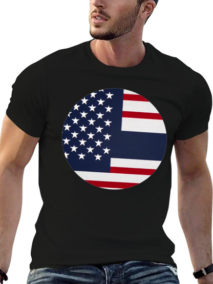 Camiseta Negra con Diseño de Bandera Combinada