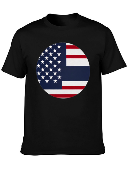 Camiseta Negra con Diseño de Bandera Combinada