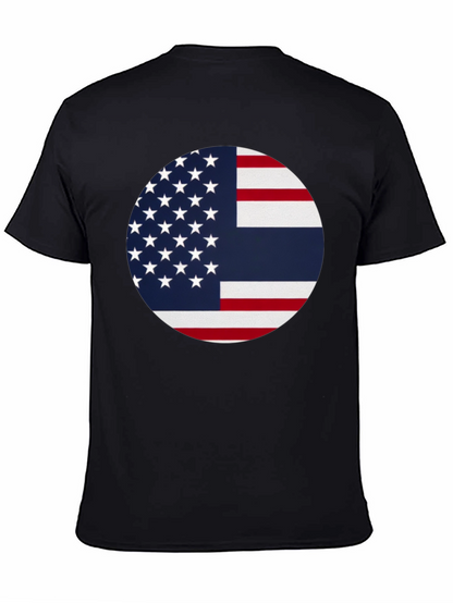 Camiseta Negra con Diseño de Bandera Combinada