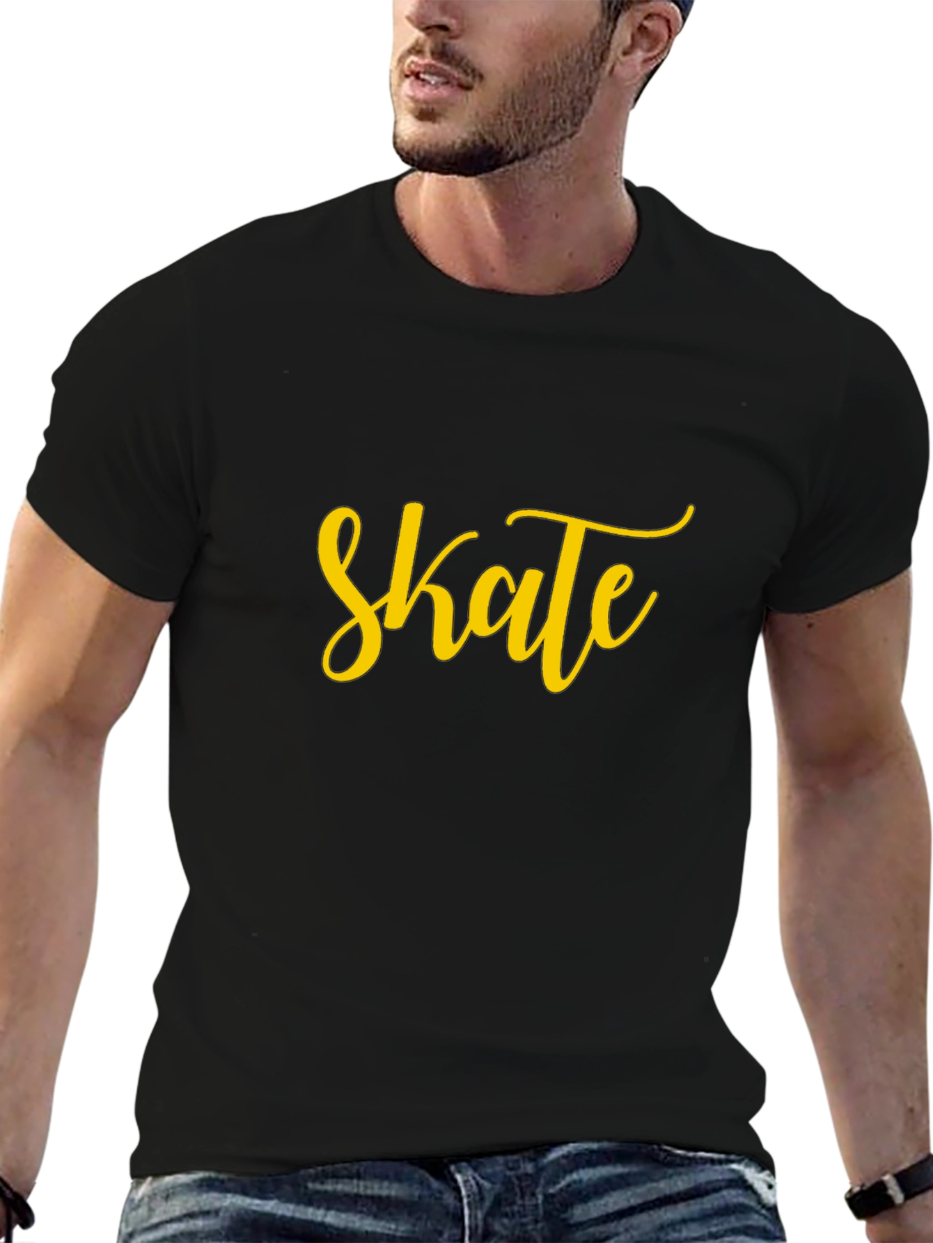 Camiseta Negra con Diseño Skate
