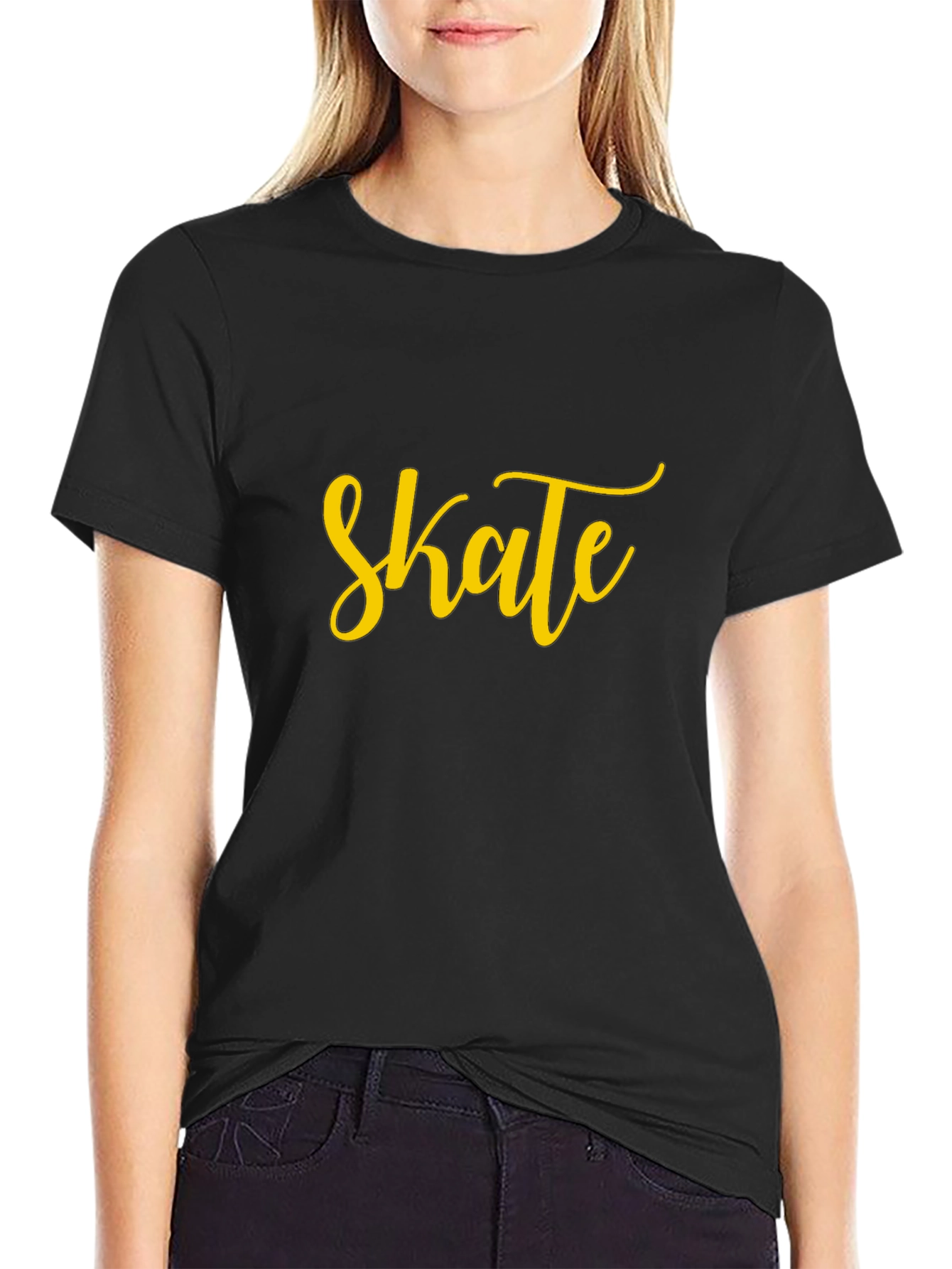Camiseta Negra con Diseño Skate