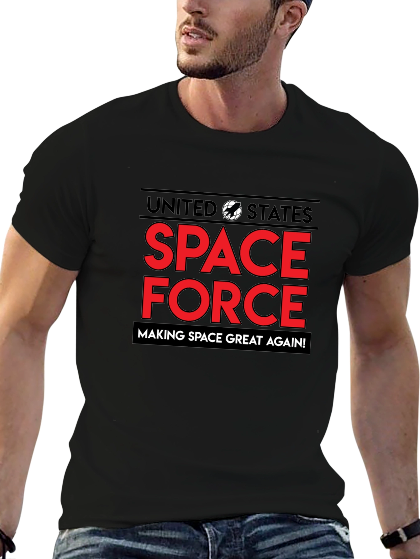 Camiseta Espacial Negra Making Space Great Again