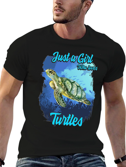Camiseta Negra Amo las Tortugas para Mujer