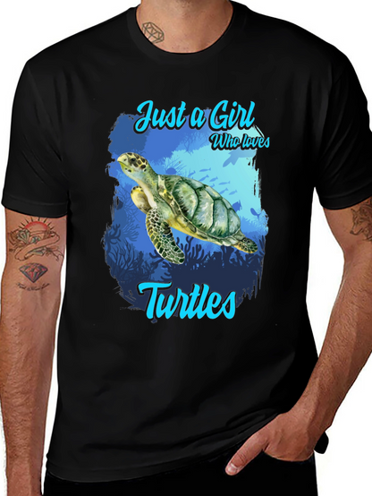 Camiseta Negra Amo las Tortugas para Mujer