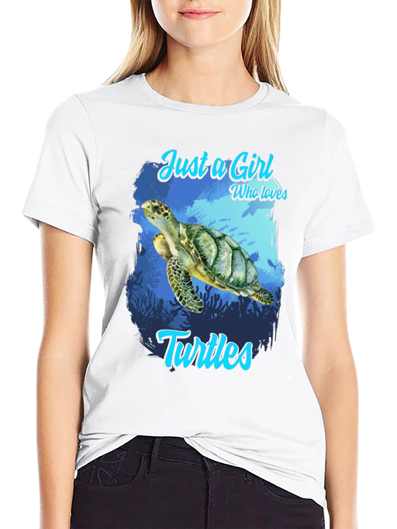 Camiseta Negra Amo las Tortugas para Mujer