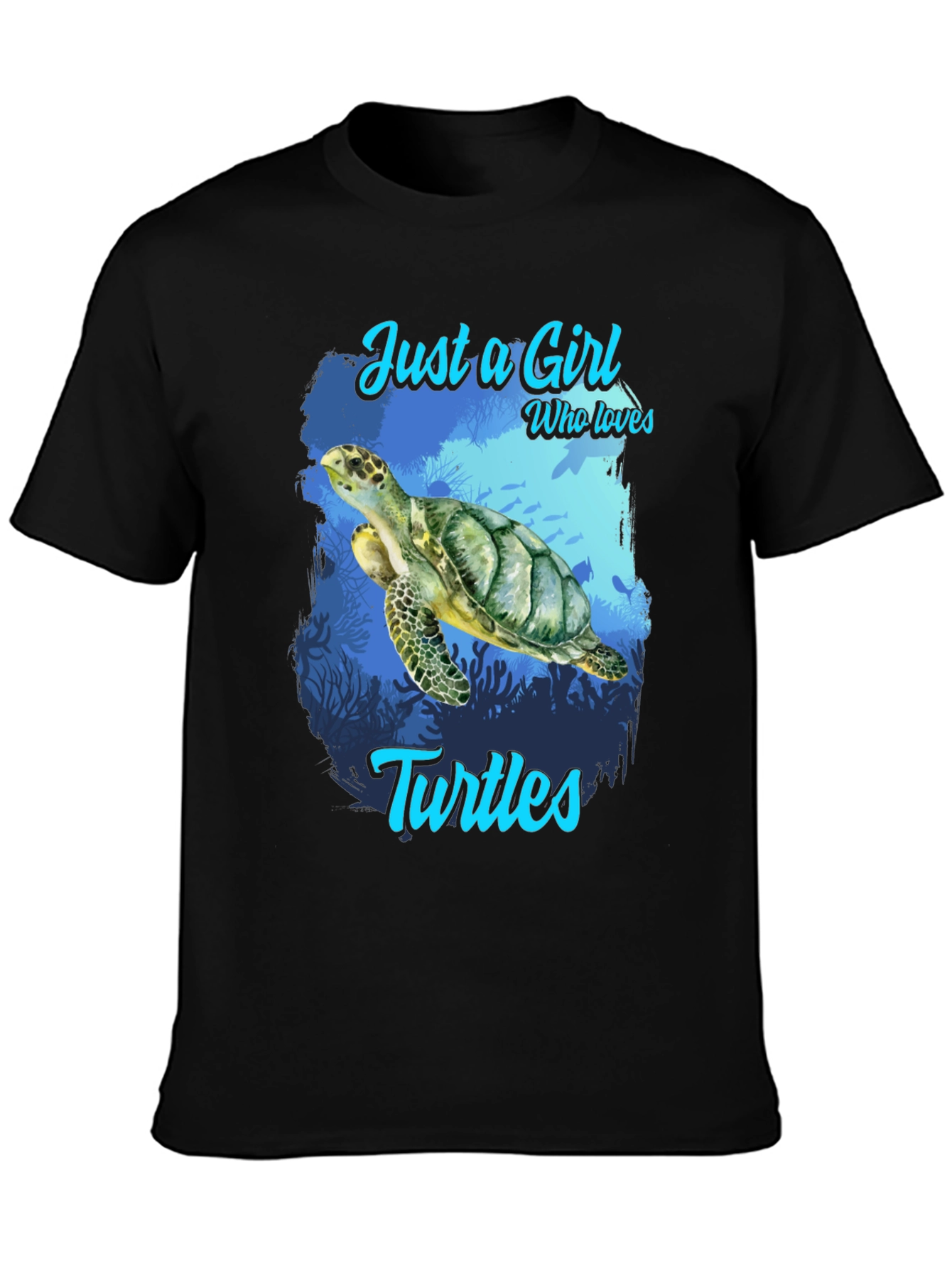 Camiseta Negra Amo las Tortugas para Mujer