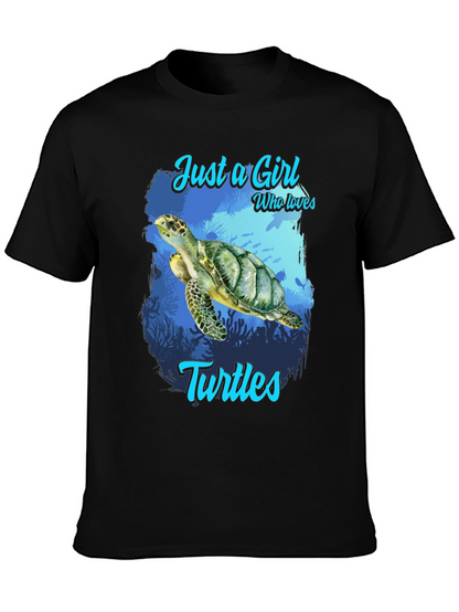 Camiseta Negra Amo las Tortugas para Mujer