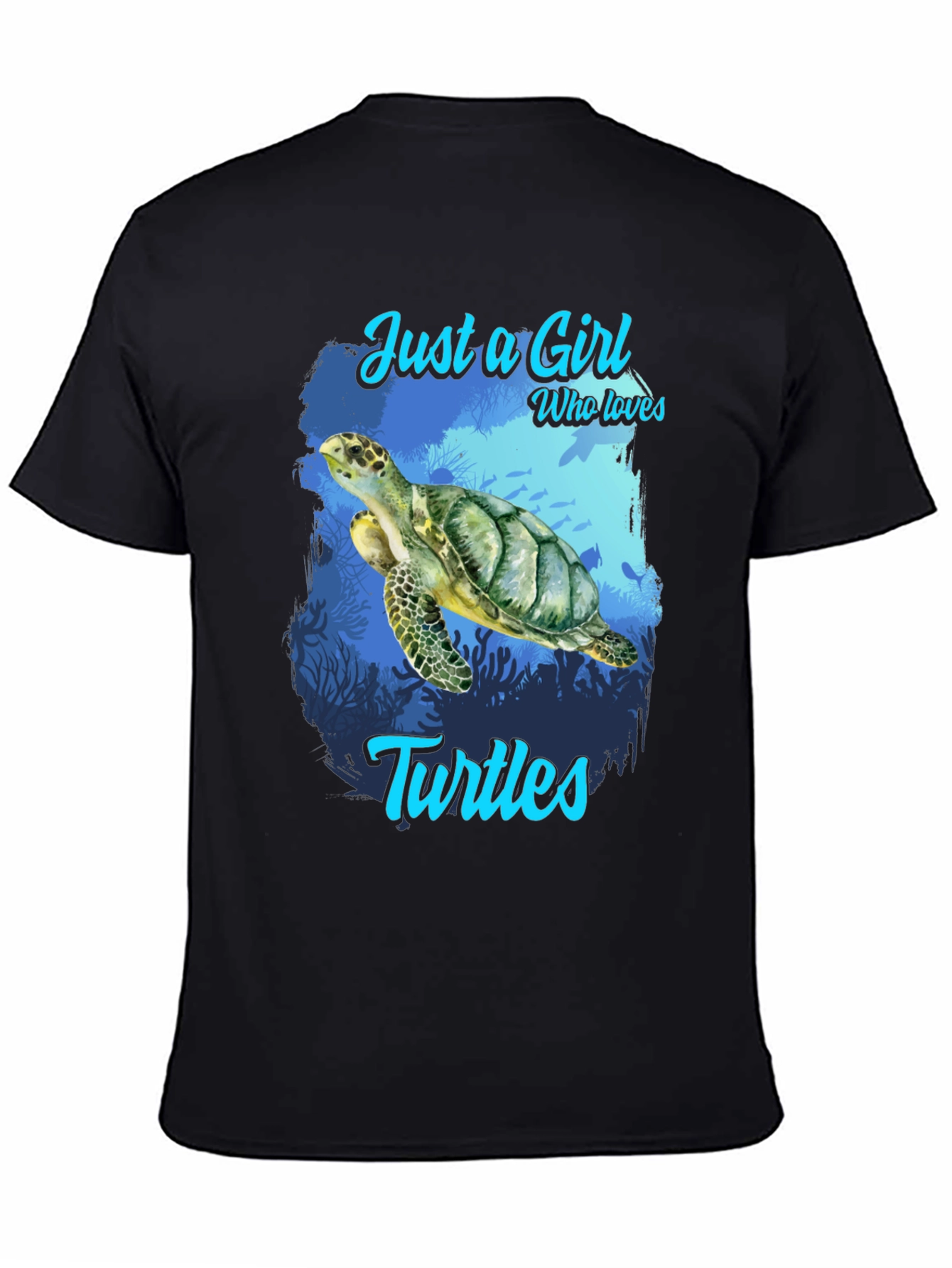 Camiseta Negra Amo las Tortugas para Mujer