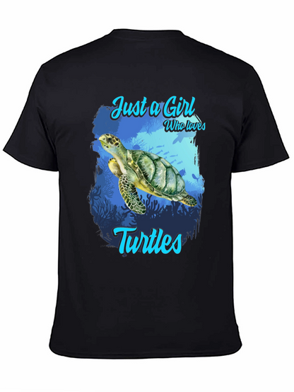Camiseta Negra Amo las Tortugas para Mujer