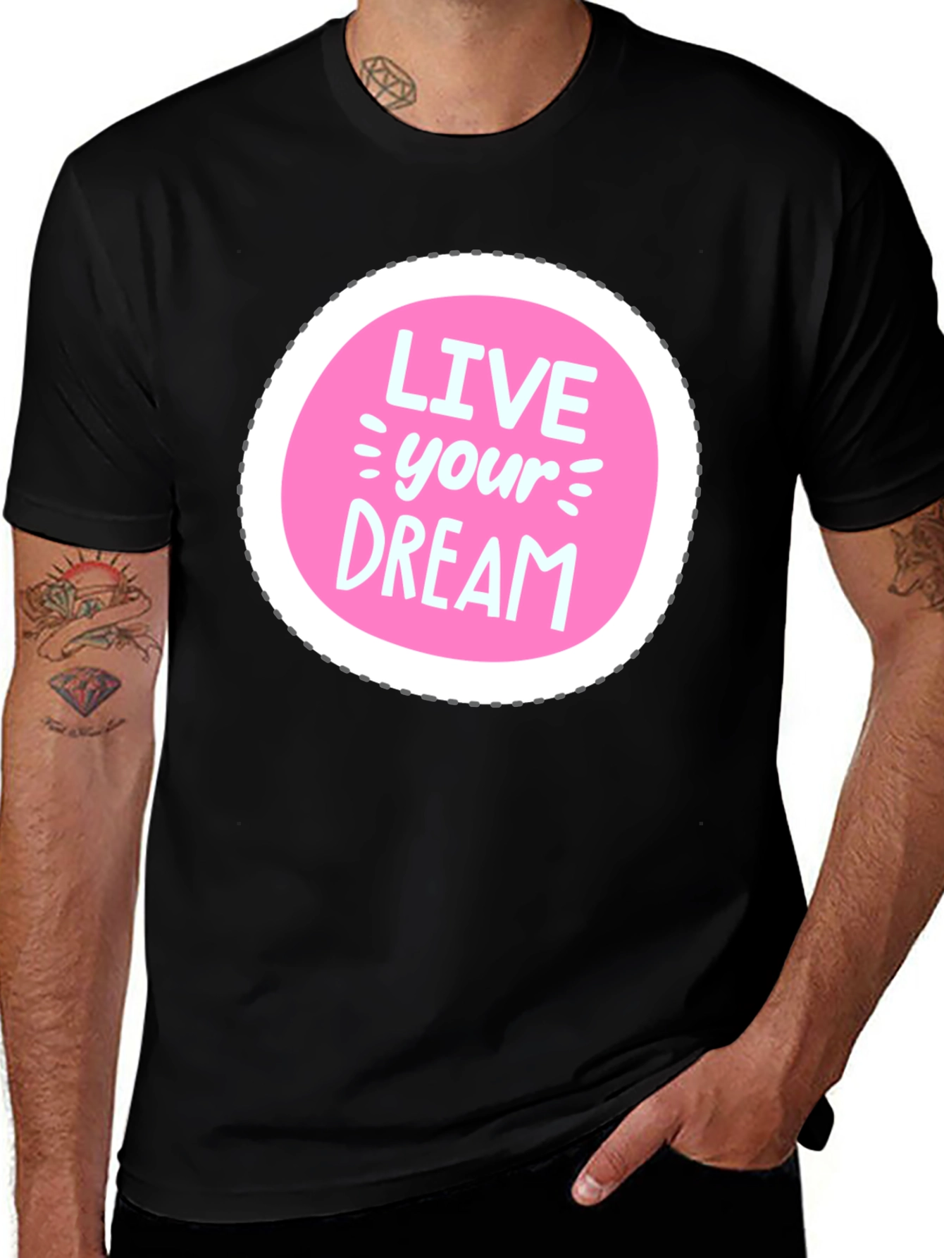 Camiseta Negra Vive Tu Sueño Estilo Casual