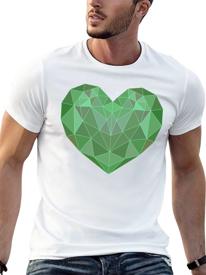 Camiseta Negra con Corazón Geométrico Verde