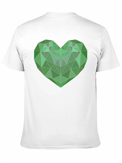 Camiseta Negra con Corazón Geométrico Verde