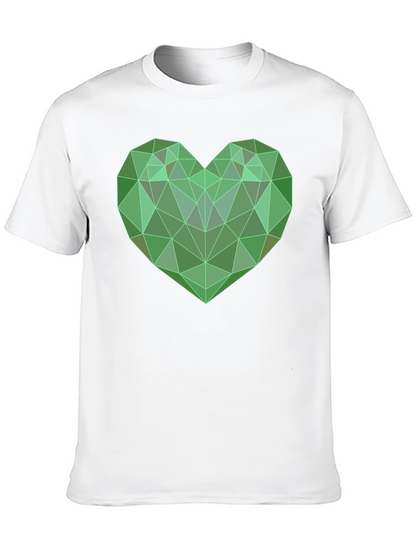 Camiseta Negra con Corazón Geométrico Verde