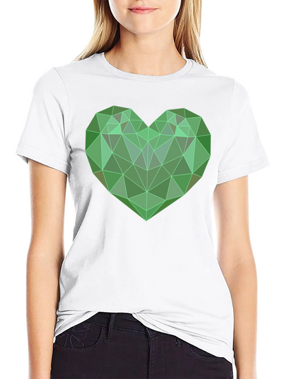Camiseta Negra con Corazón Geométrico Verde