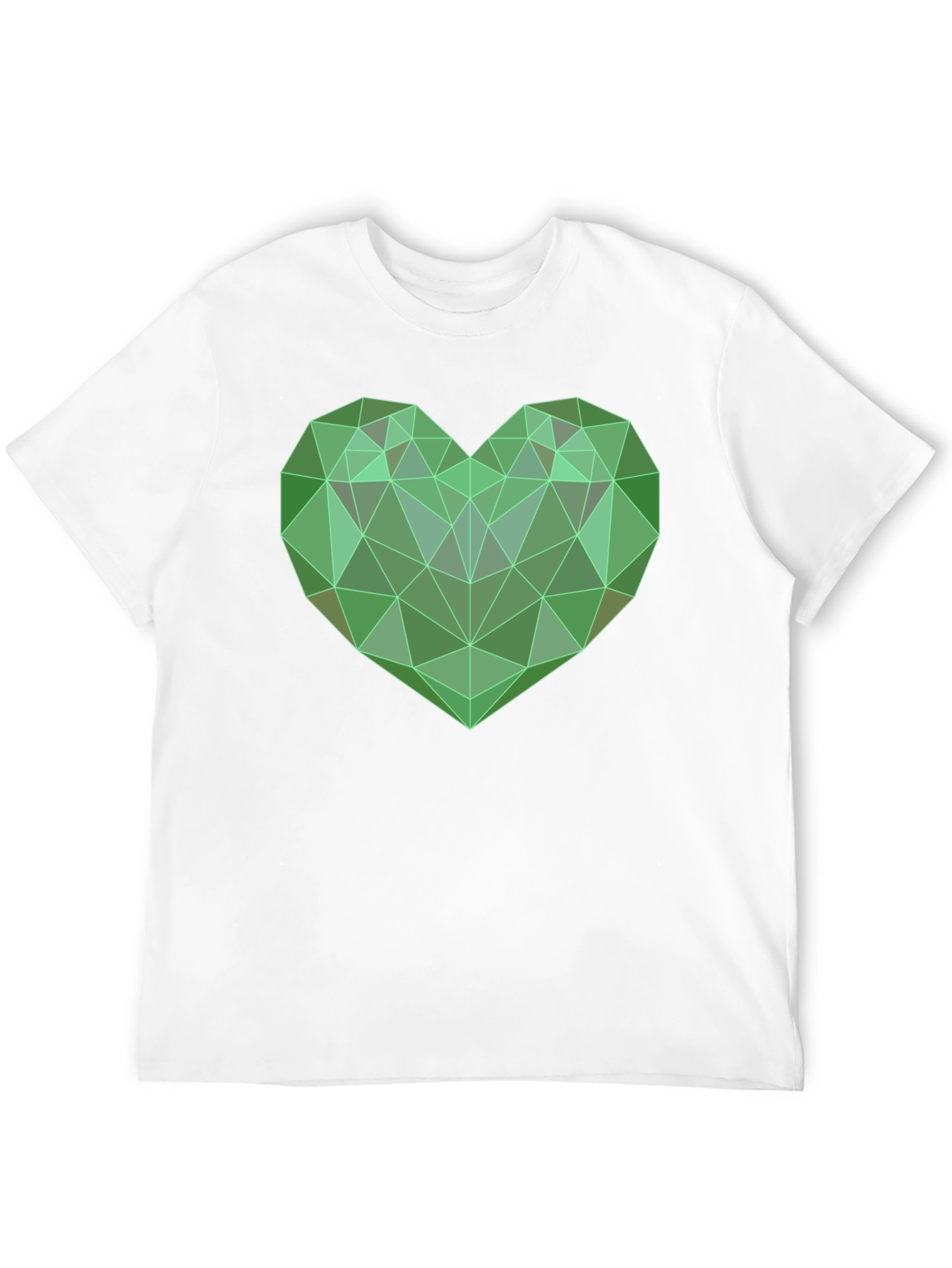 Camiseta Negra con Corazón Geométrico Verde