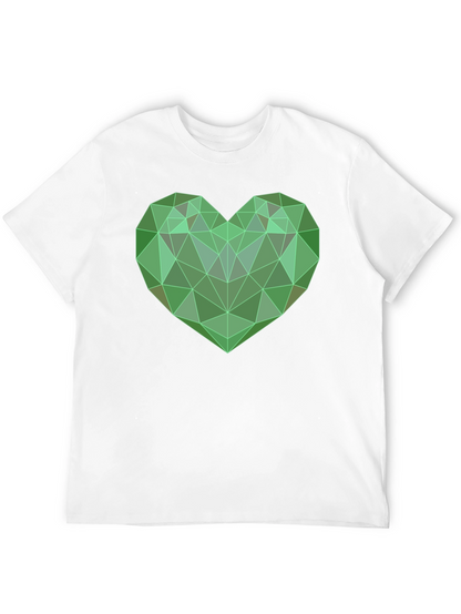 Camiseta Negra con Corazón Geométrico Verde