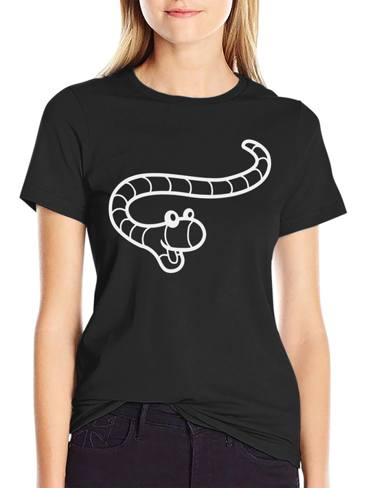 Camiseta Negra con Gusano Sonriente - Casual y Original