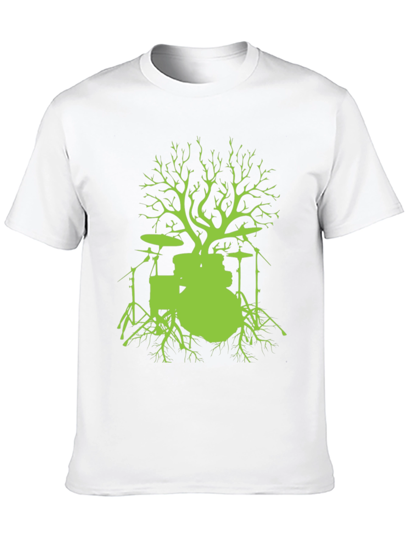 Camiseta Negra con Diseño de Batería Árbol