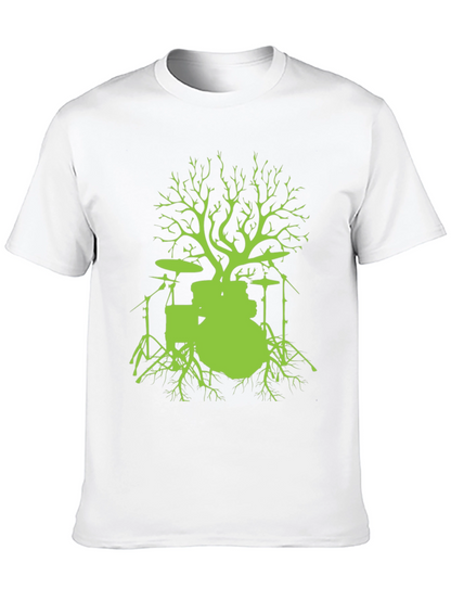 Camiseta Negra con Diseño de Batería Árbol