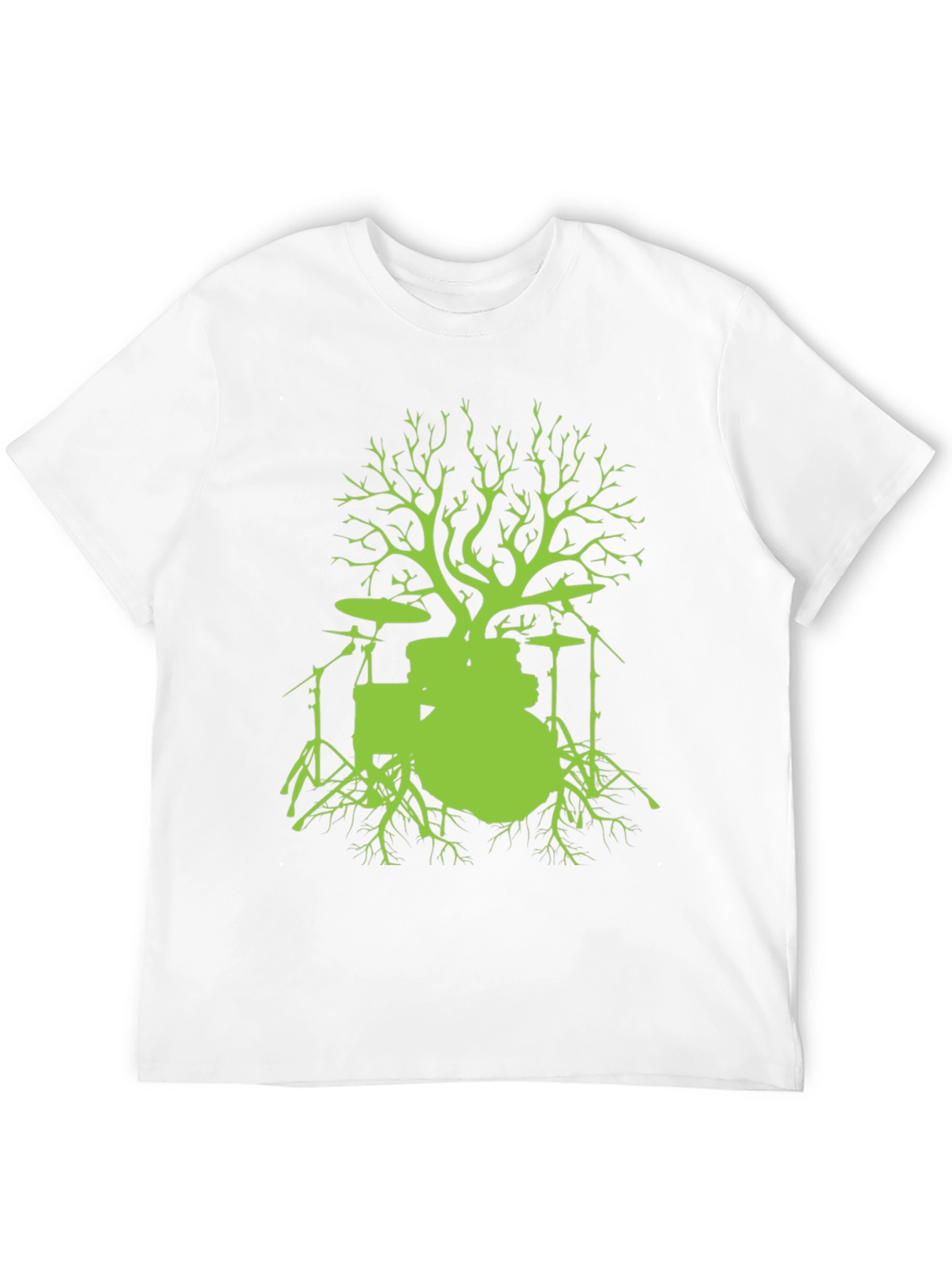 Camiseta Negra con Diseño de Batería Árbol