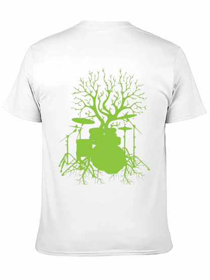 Camiseta Negra con Diseño de Batería Árbol