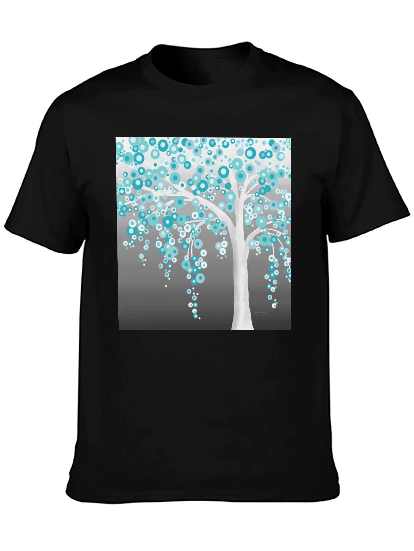 Camiseta Hombre Árbol de Círculos Turquesa