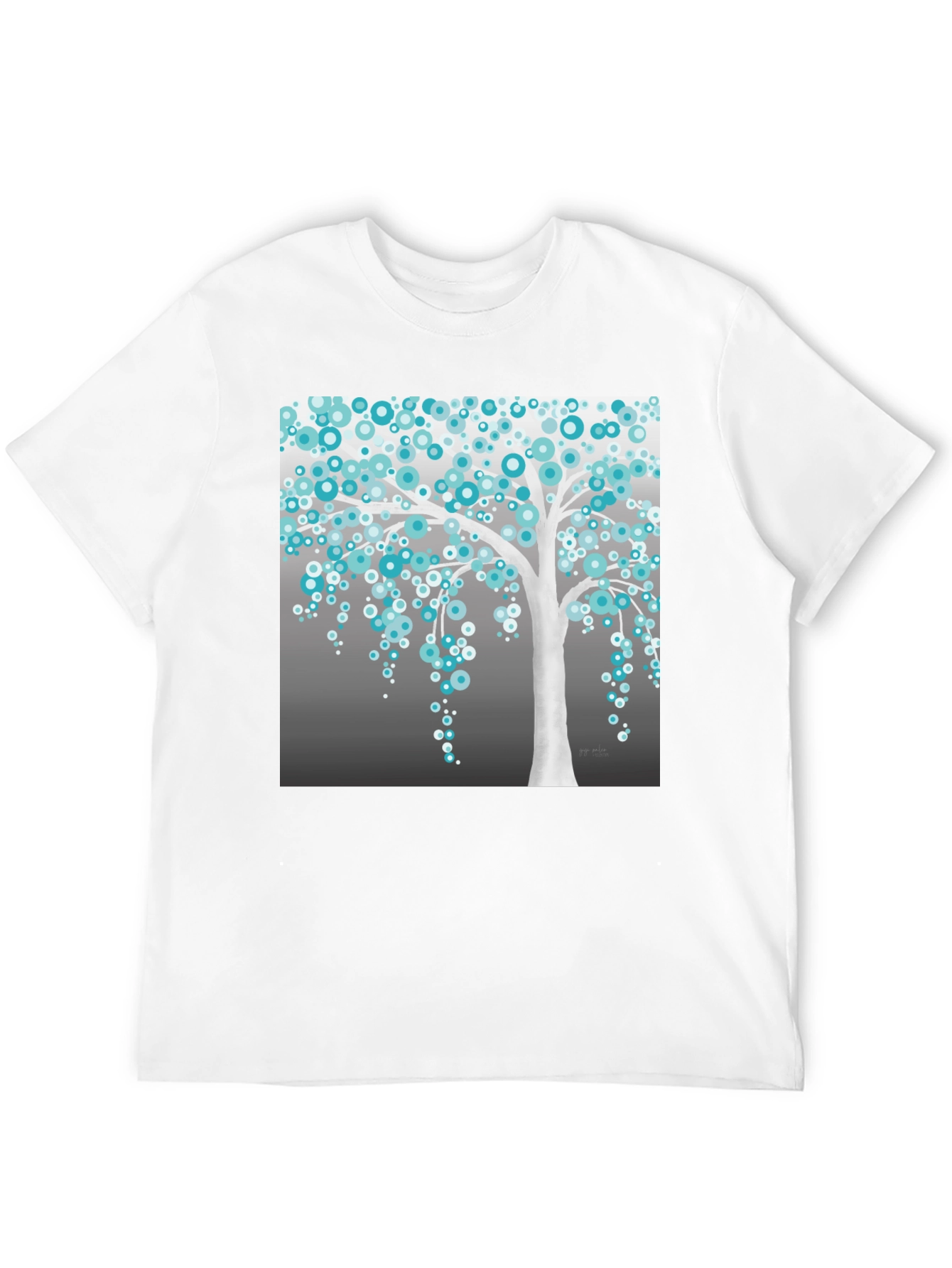 Camiseta Hombre Árbol de Círculos Turquesa