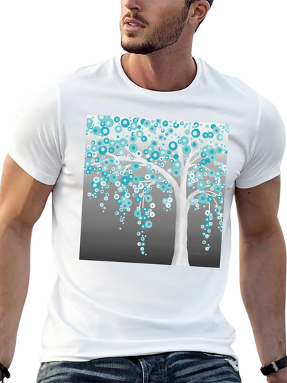 Camiseta Hombre Árbol de Círculos Turquesa