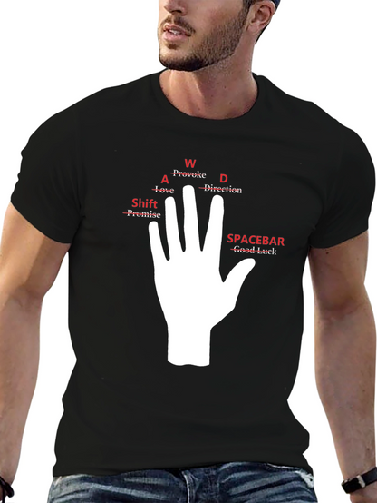 Camiseta Negra Mano WASD para Gamers