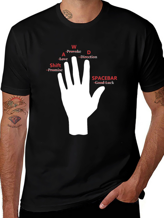 Camiseta Negra Mano WASD para Gamers