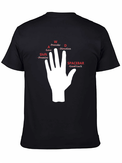 Camiseta Negra Mano WASD para Gamers