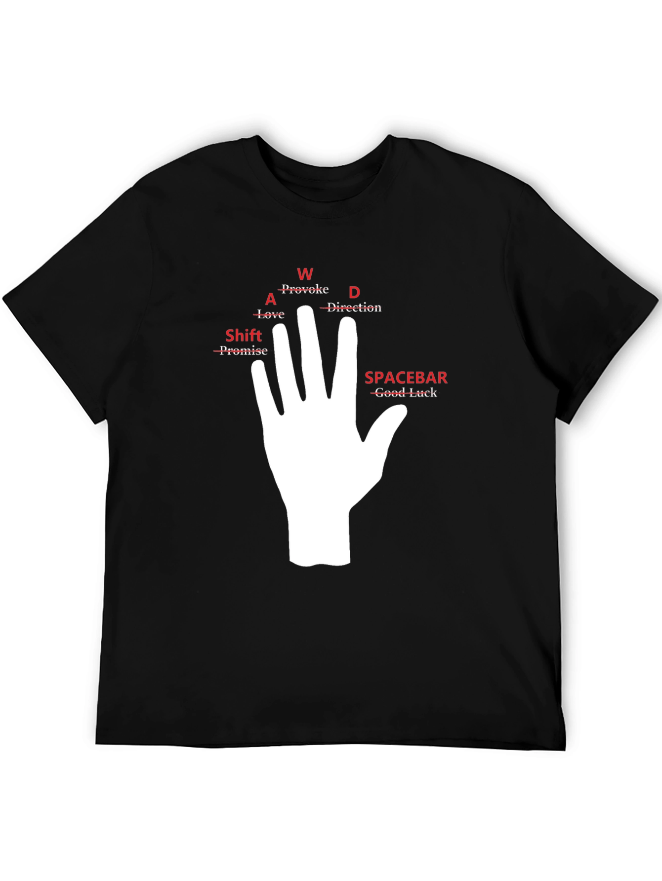 Camiseta Negra Mano WASD para Gamers