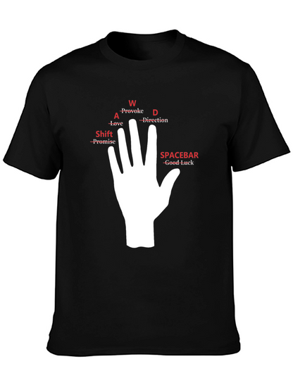 Camiseta Negra Mano WASD para Gamers