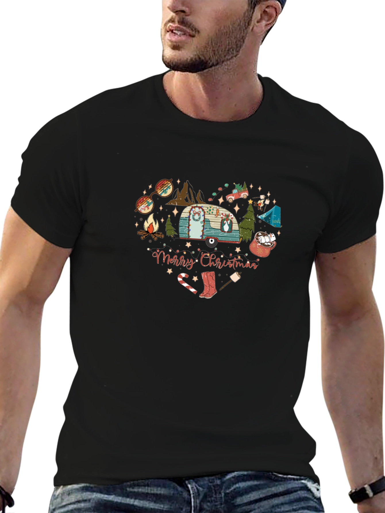 Camiseta Navideña Corazón Camping