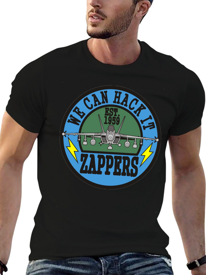 Camiseta Negra con Diseño de Avión Zappers Est. 1959