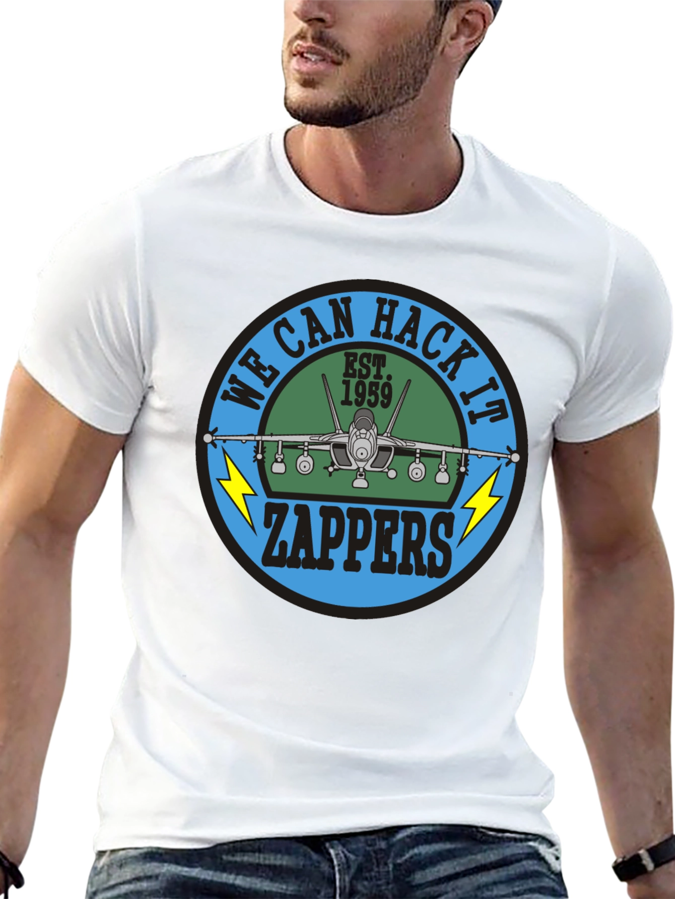 Camiseta Negra con Diseño de Avión Zappers Est. 1959