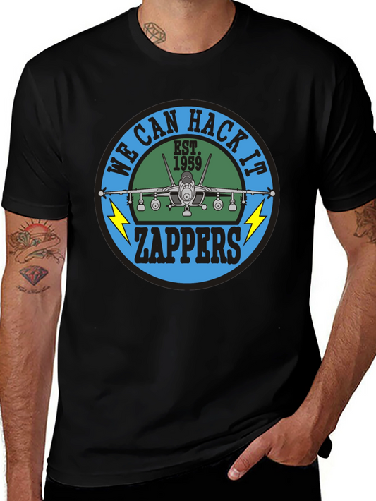 Camiseta Negra con Diseño de Avión Zappers Est. 1959