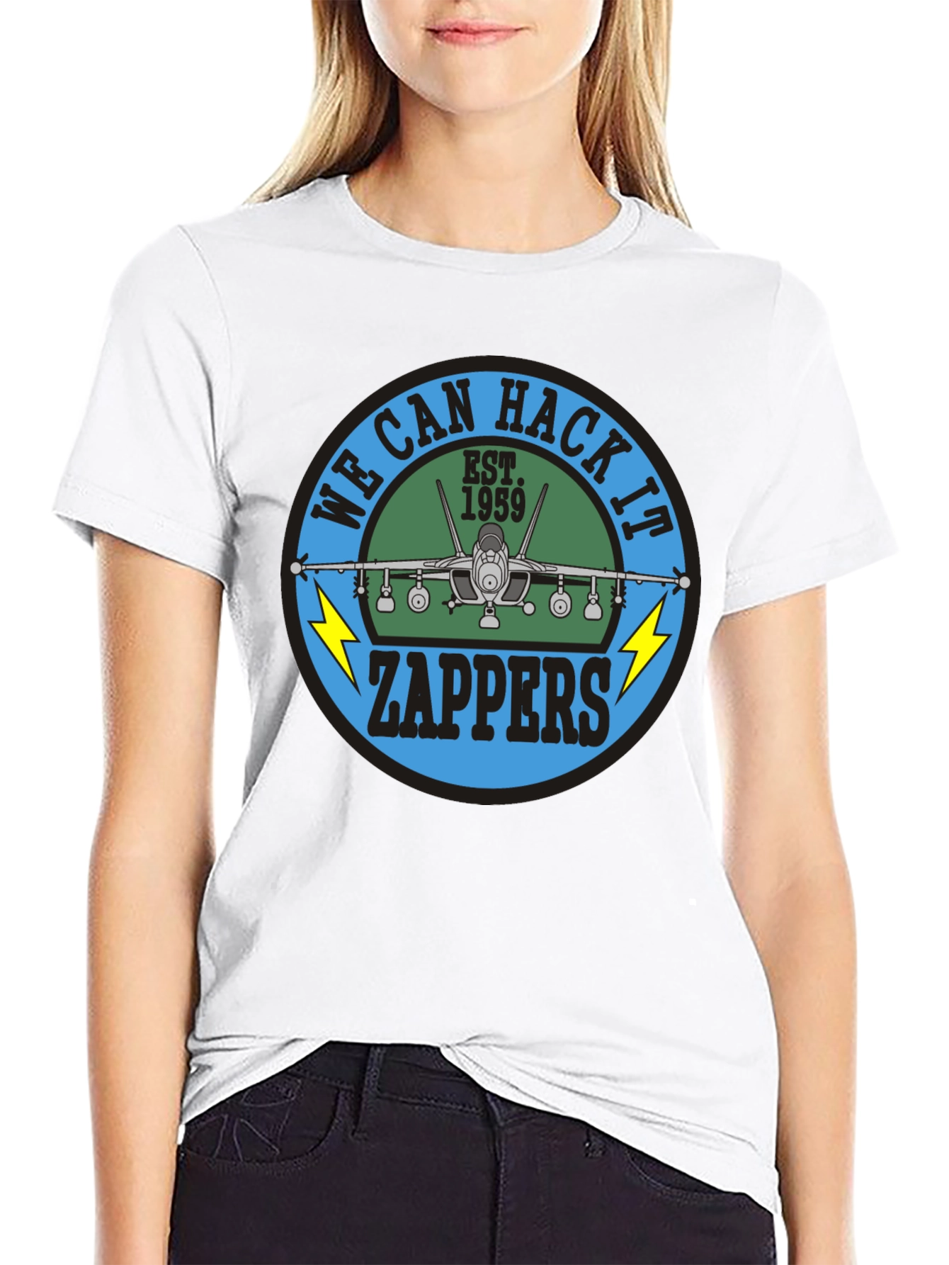 Camiseta Negra con Diseño de Avión Zappers Est. 1959