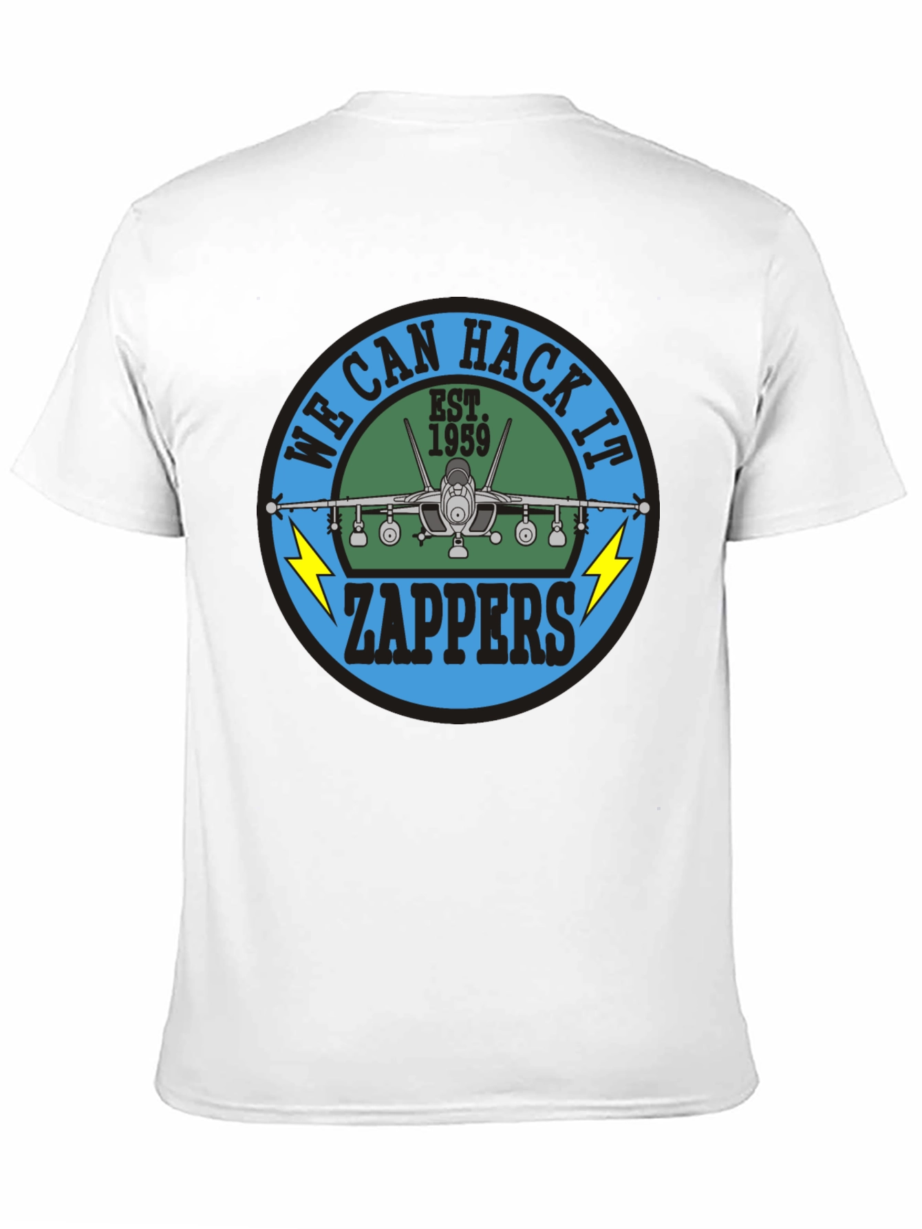 Camiseta Negra con Diseño de Avión Zappers Est. 1959