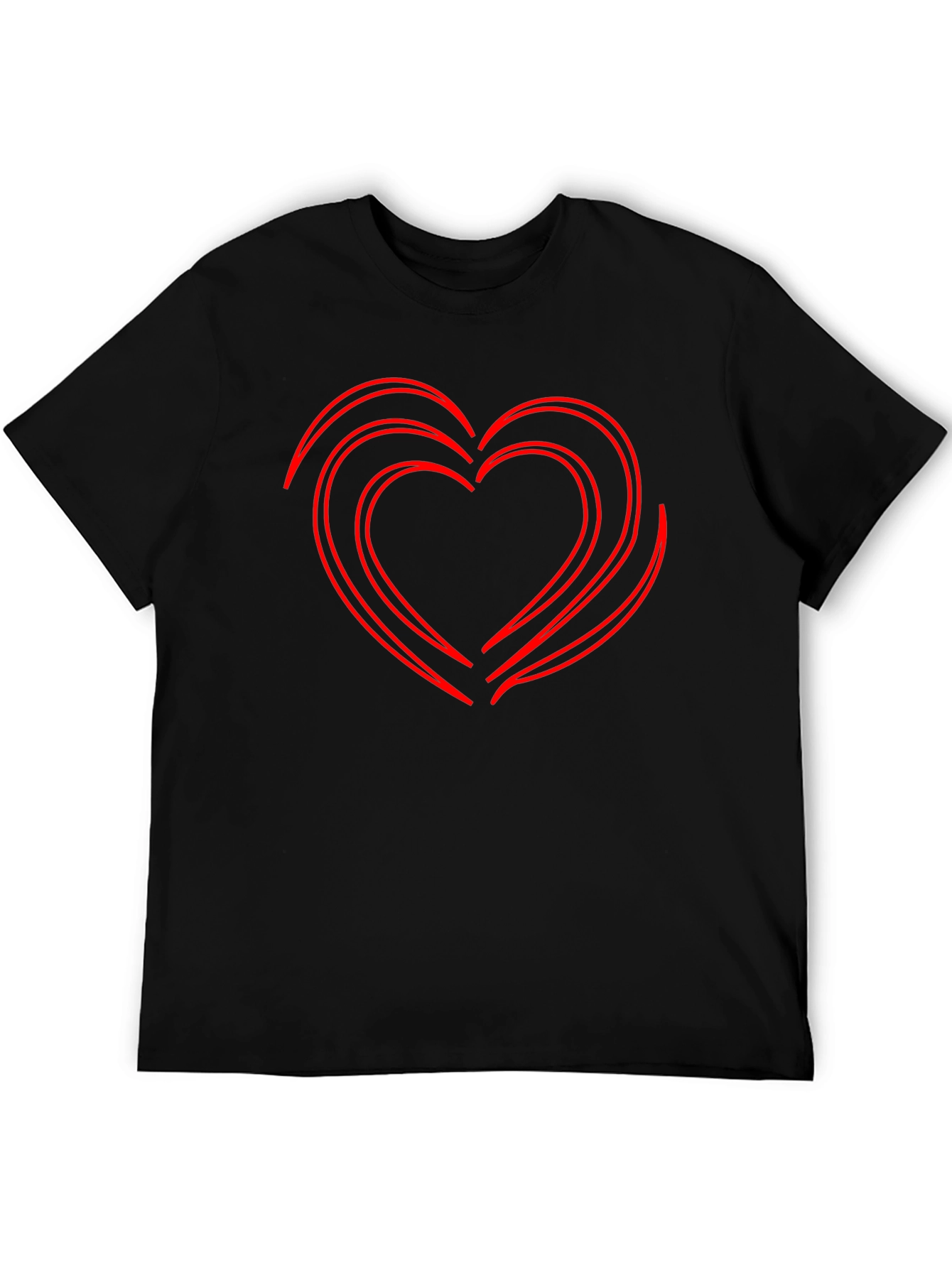 Camiseta Negra Corazón Rojo Contorneado