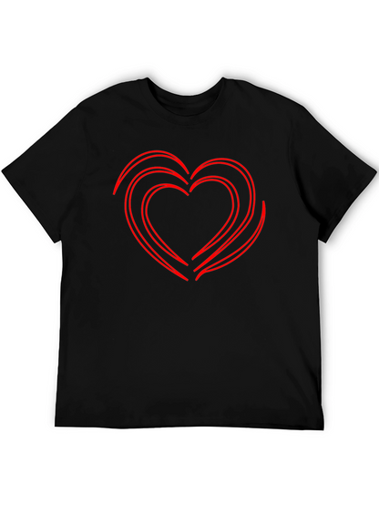 Camiseta Negra Corazón Rojo Contorneado
