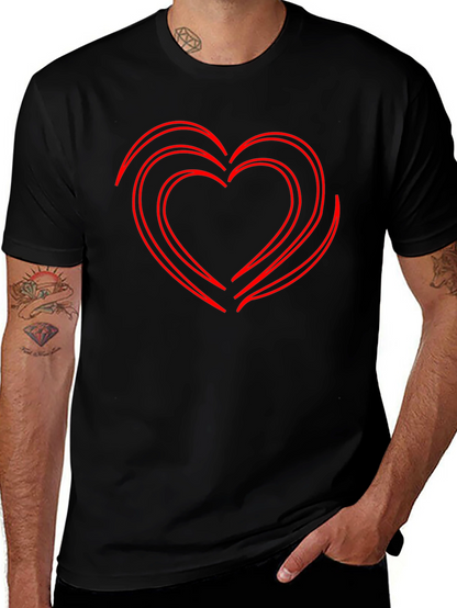 Camiseta Negra Corazón Rojo Contorneado
