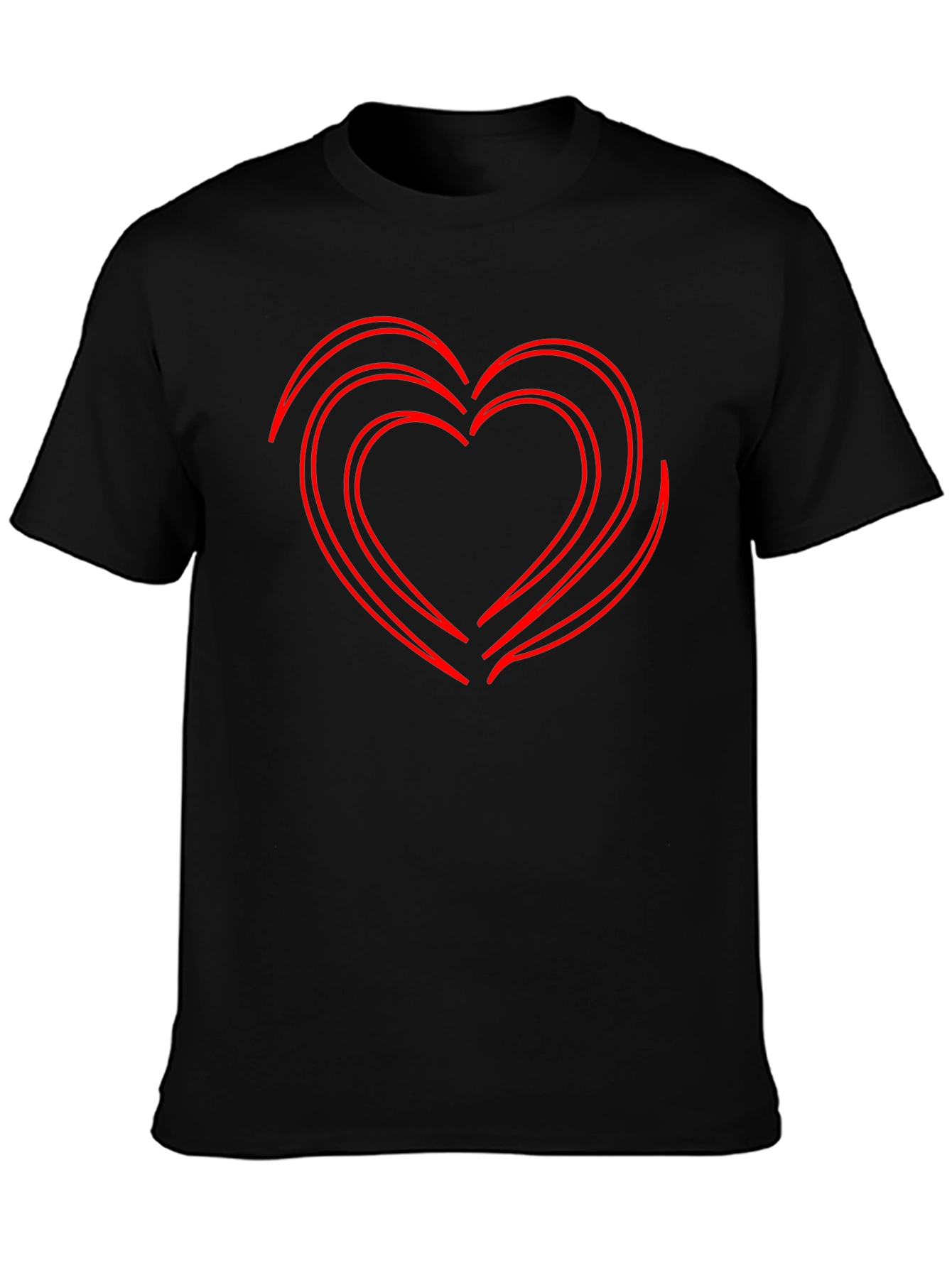 Camiseta Negra Corazón Rojo Contorneado