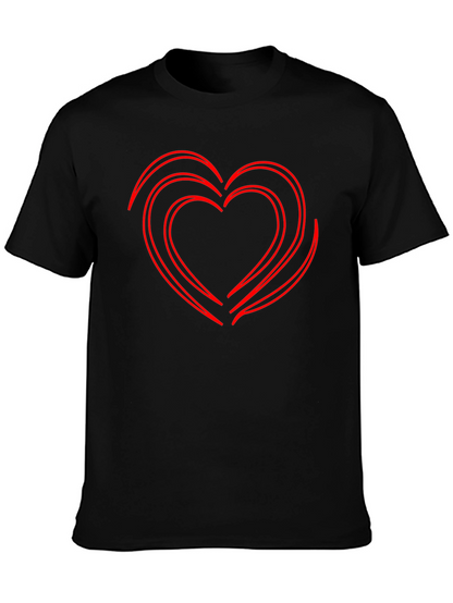 Camiseta Negra Corazón Rojo Contorneado