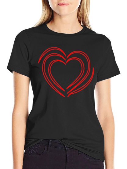 Camiseta Negra Corazón Rojo Contorneado